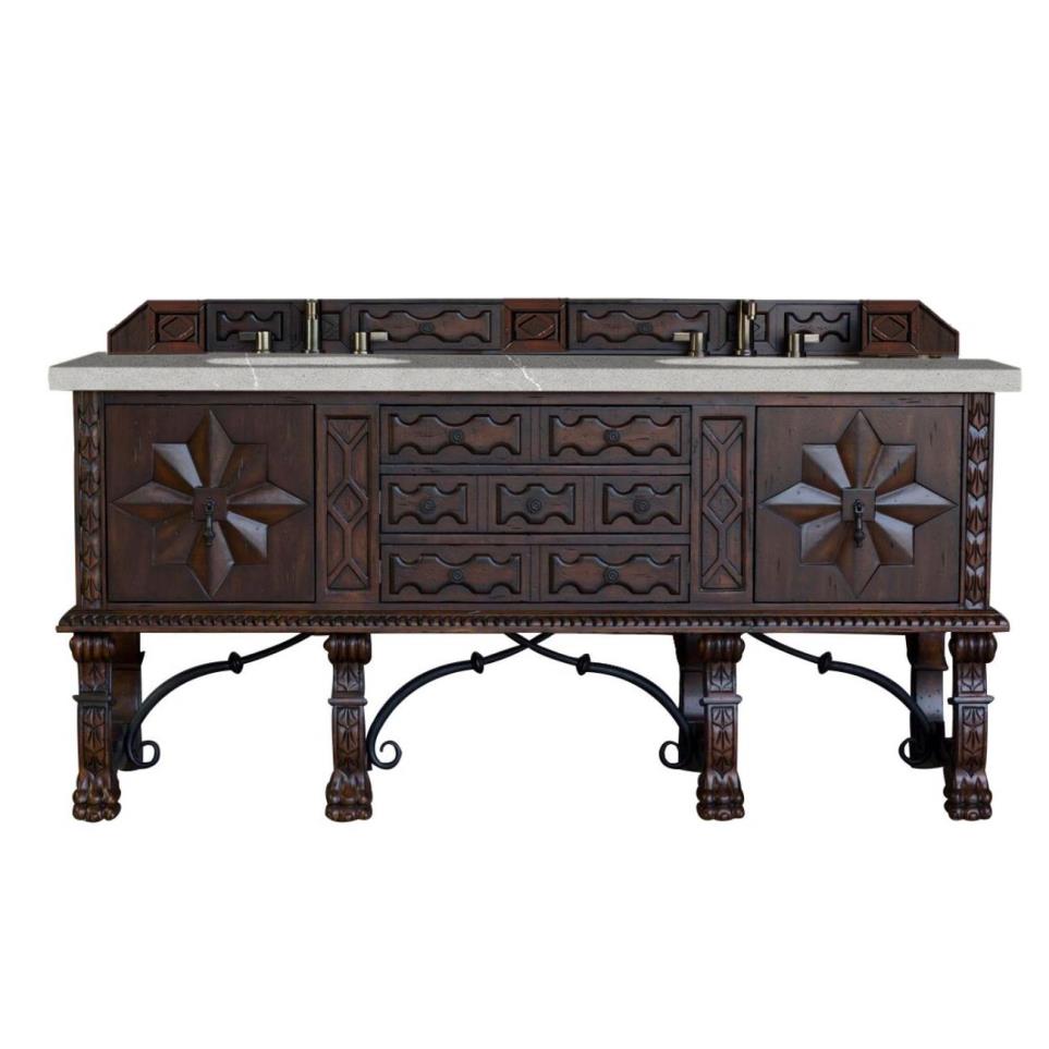 Base with Sink Top Antique Walnut Dark Finish Vanities