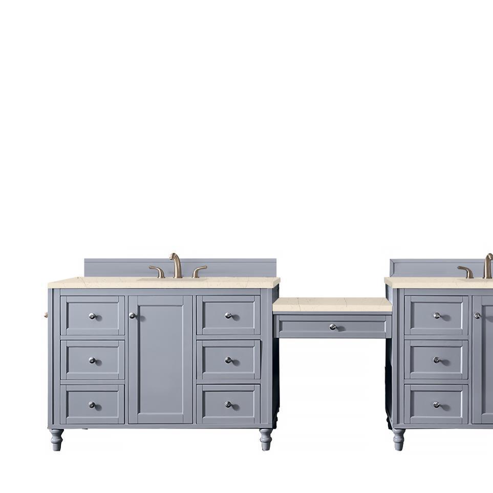 Base with Sink Top Silver Gray Grey / Black Vanities