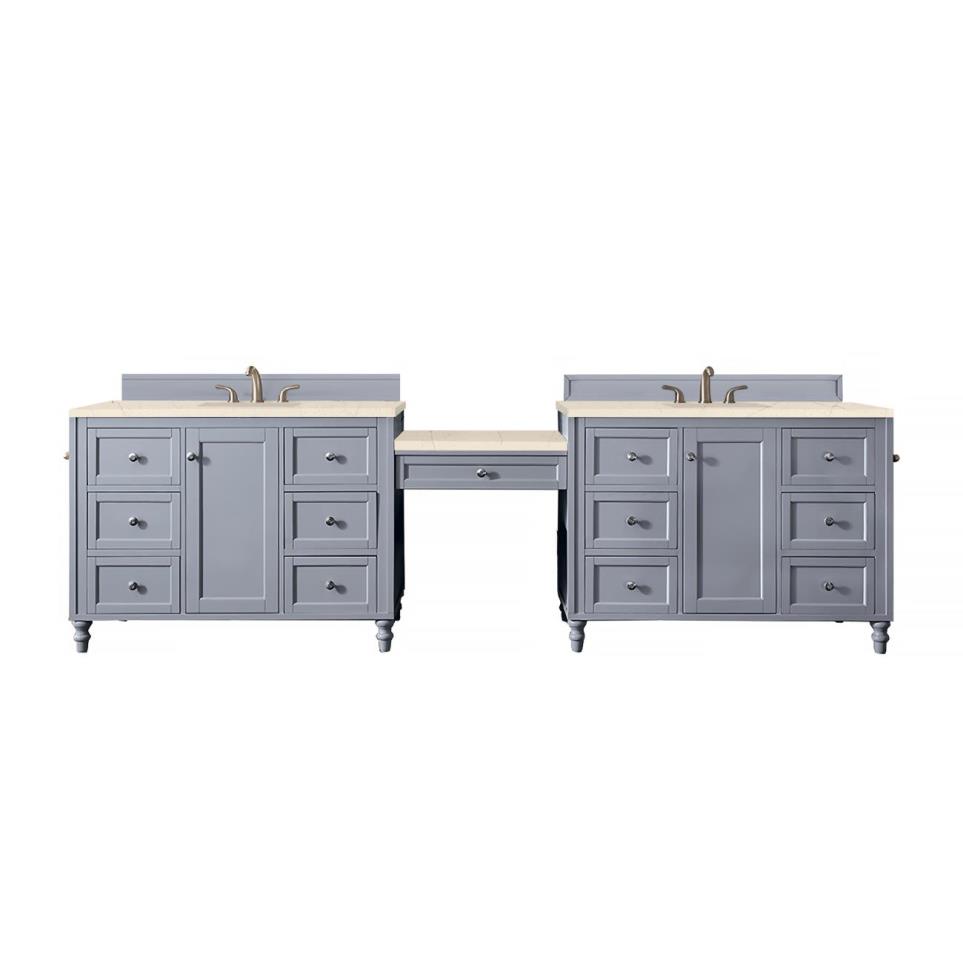 Base with Sink Top Silver Gray Grey / Black Vanities