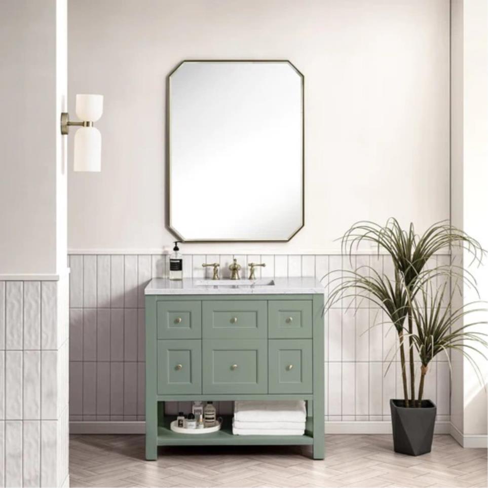 Base with Sink Top Smokey Celadon Green Vanities