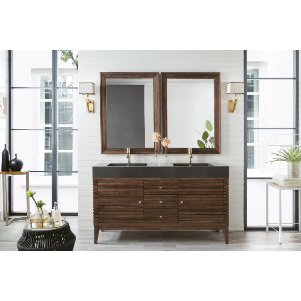 Base with Sink Top Mid Century Walnut Dark Finish Vanities