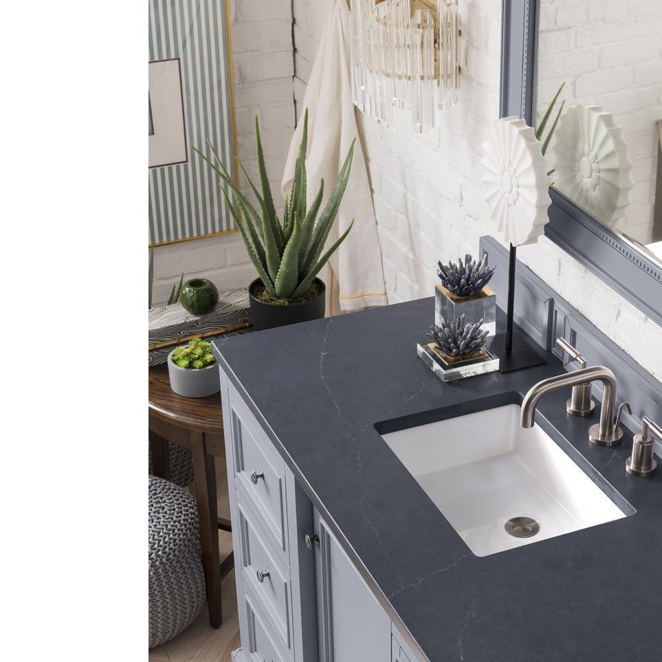 Base with Sink Top Silver Gray Grey / Black Vanities