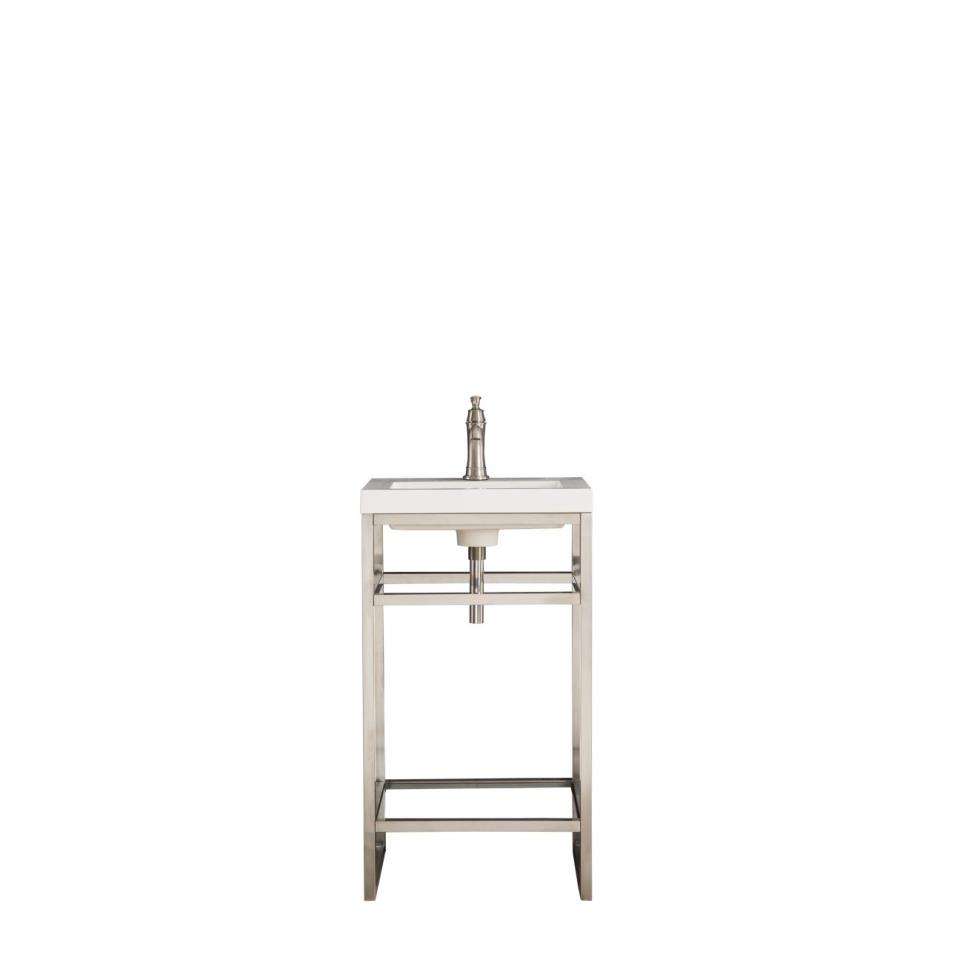 Base with Sink Top Brushed Nickel Metal Tones Vanities