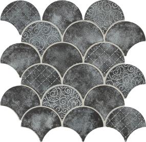 Mosaic Whitewash Iron Satin Black Tile