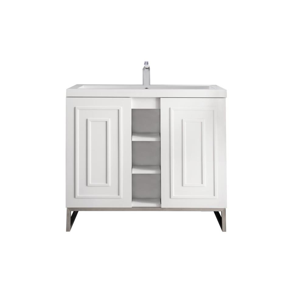 Base with Sink Top Glossy White White Vanities