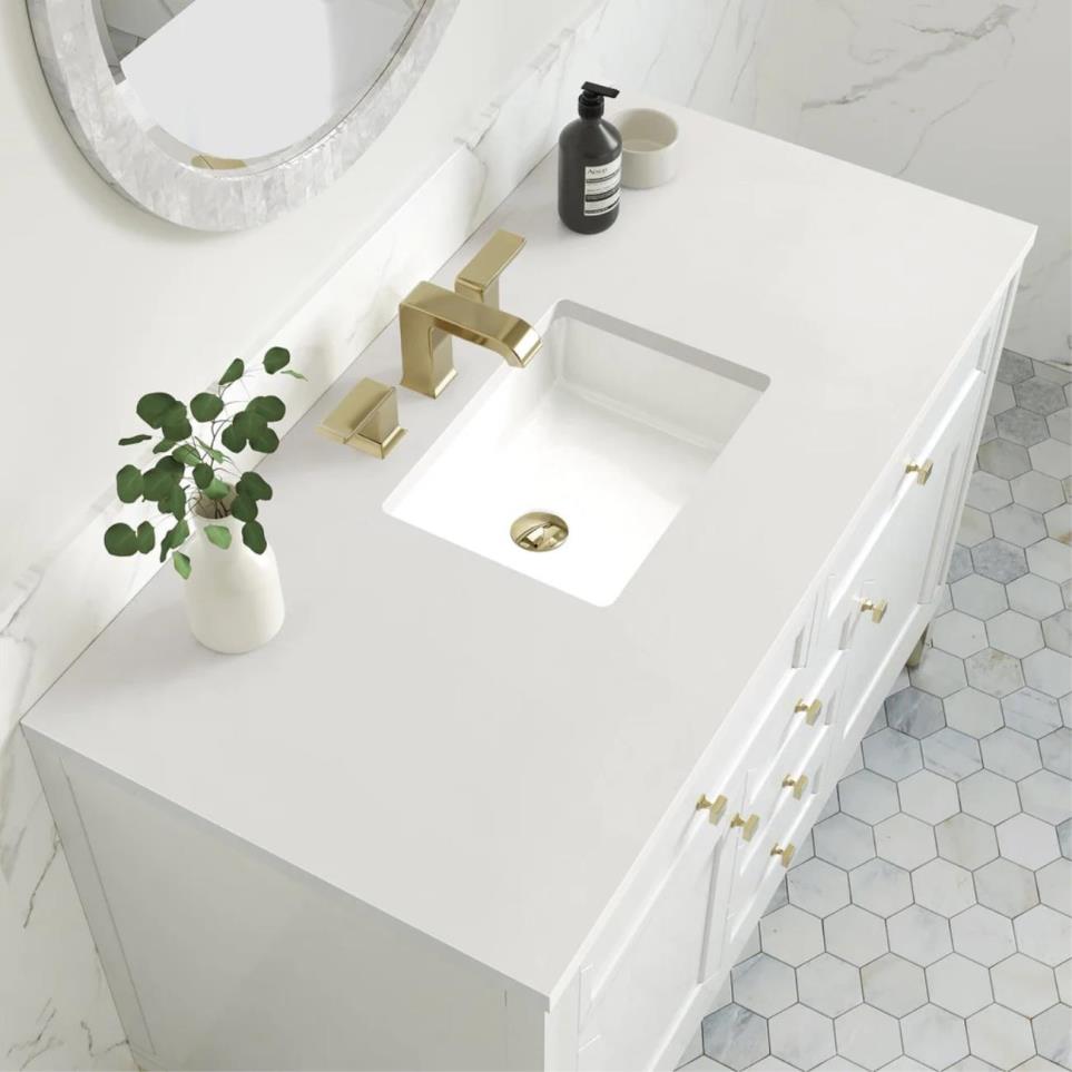 Base with Sink Top Glossy White White Vanities