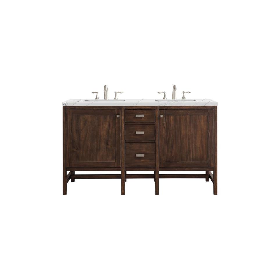 Base with Sink Top Mid Century Acacia Dark Finish Vanities