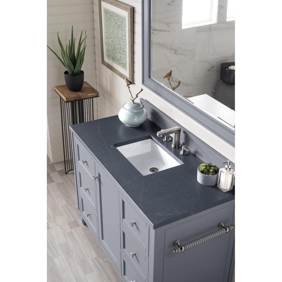 Base with Sink Top Silver Gray Grey / Black Vanities