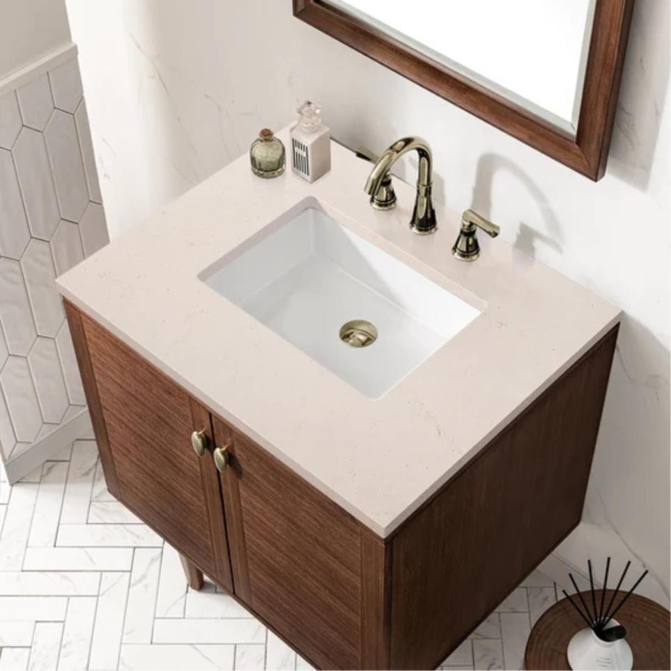 Base with Sink Top Mid-Century Walnut Dark Finish Vanities