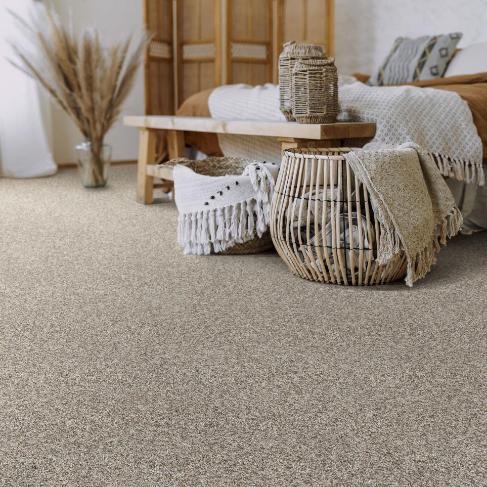 Textured Saxony Pebble Rock Beige/Tan Carpet