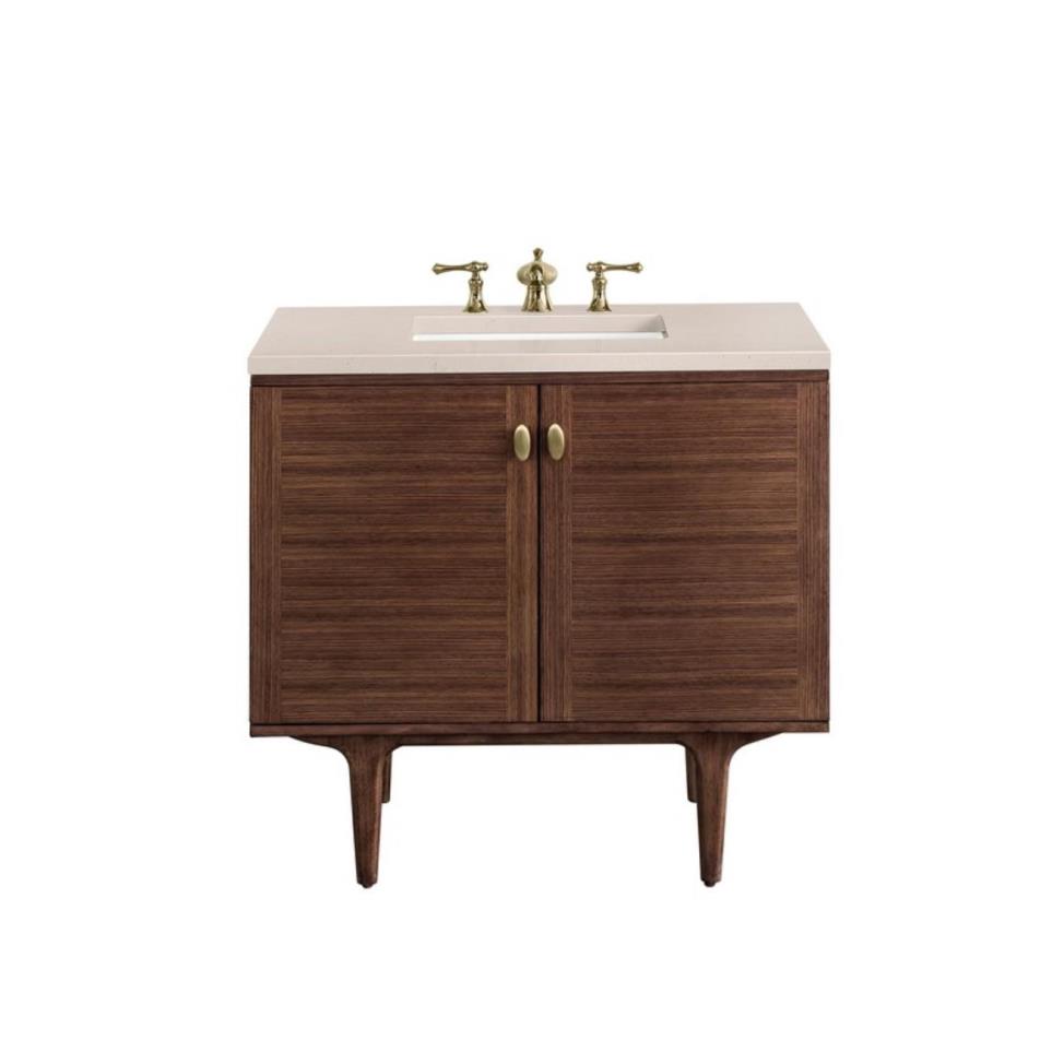 Base with Sink Top Mid-Century Walnut Dark Finish Vanities