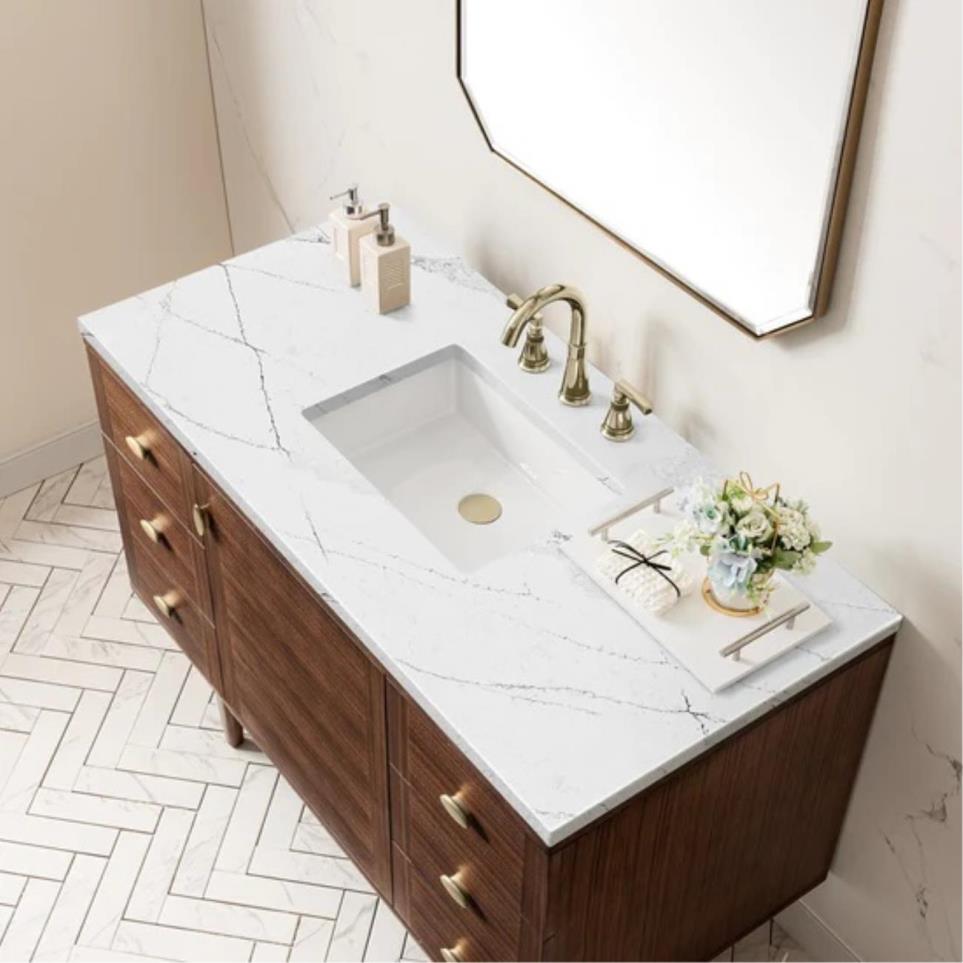 Base with Sink Top Mid-Century Walnut Dark Finish Vanities
