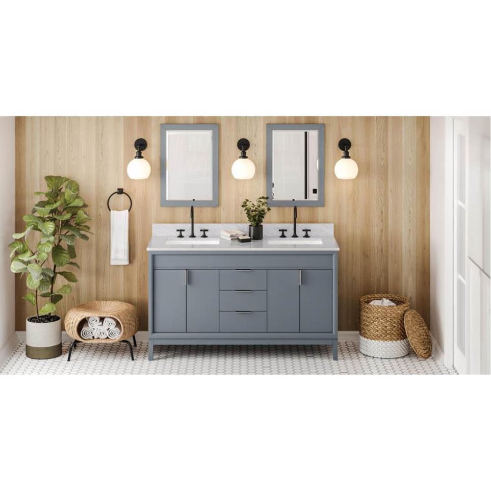 Base with Sink Top Blue Steel Grey / Black Vanities