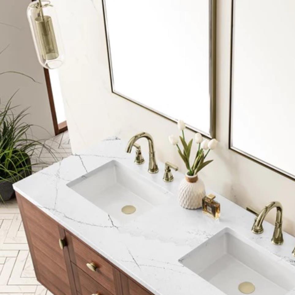 Base with Sink Top Mid-Century Walnut Dark Finish Vanities