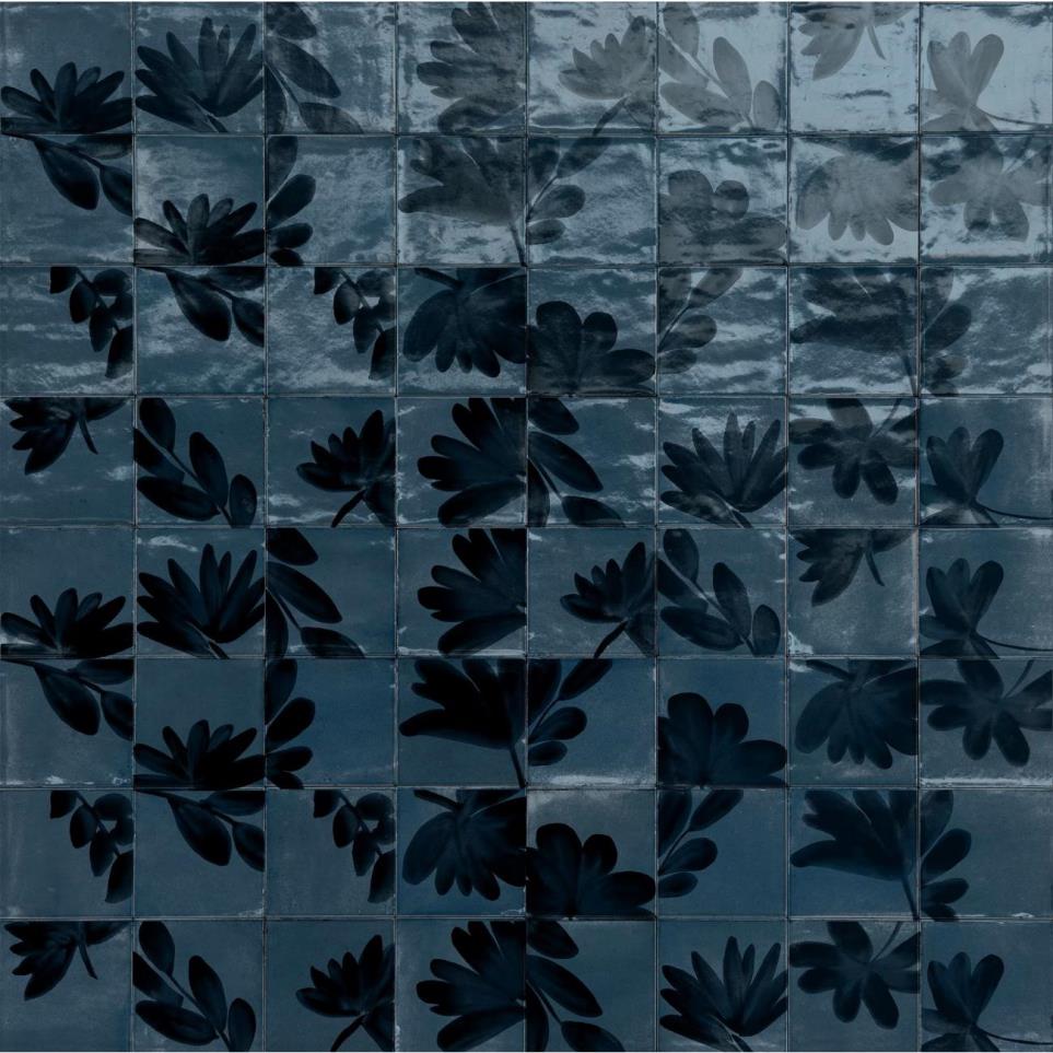 Tile Blu Deco Blossom Glossy Blue Tile