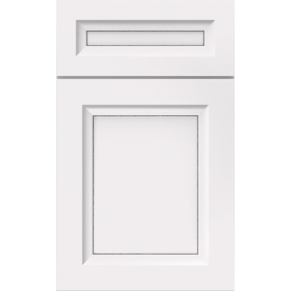 5 Piece White With Grey Stone Detail Glaze - Paint 5 Piece Cabinets