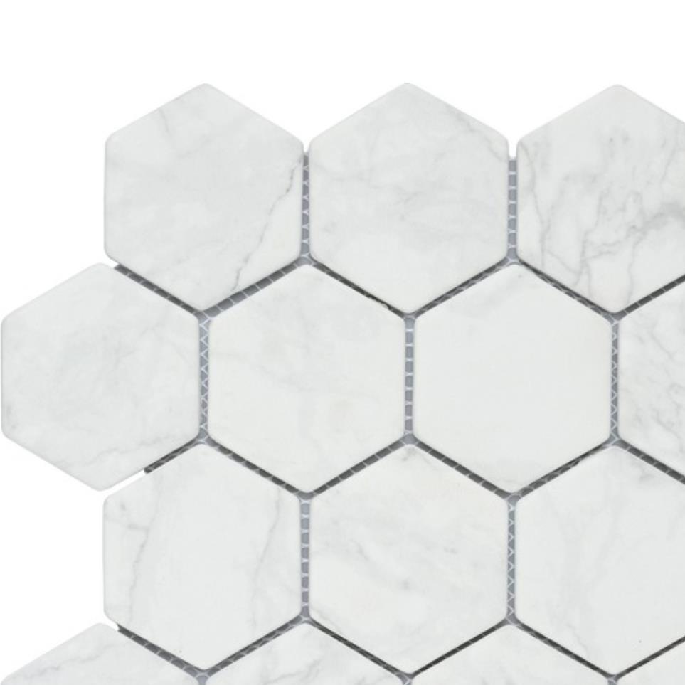 Glass Rg Carraraglasshex Gray Tile