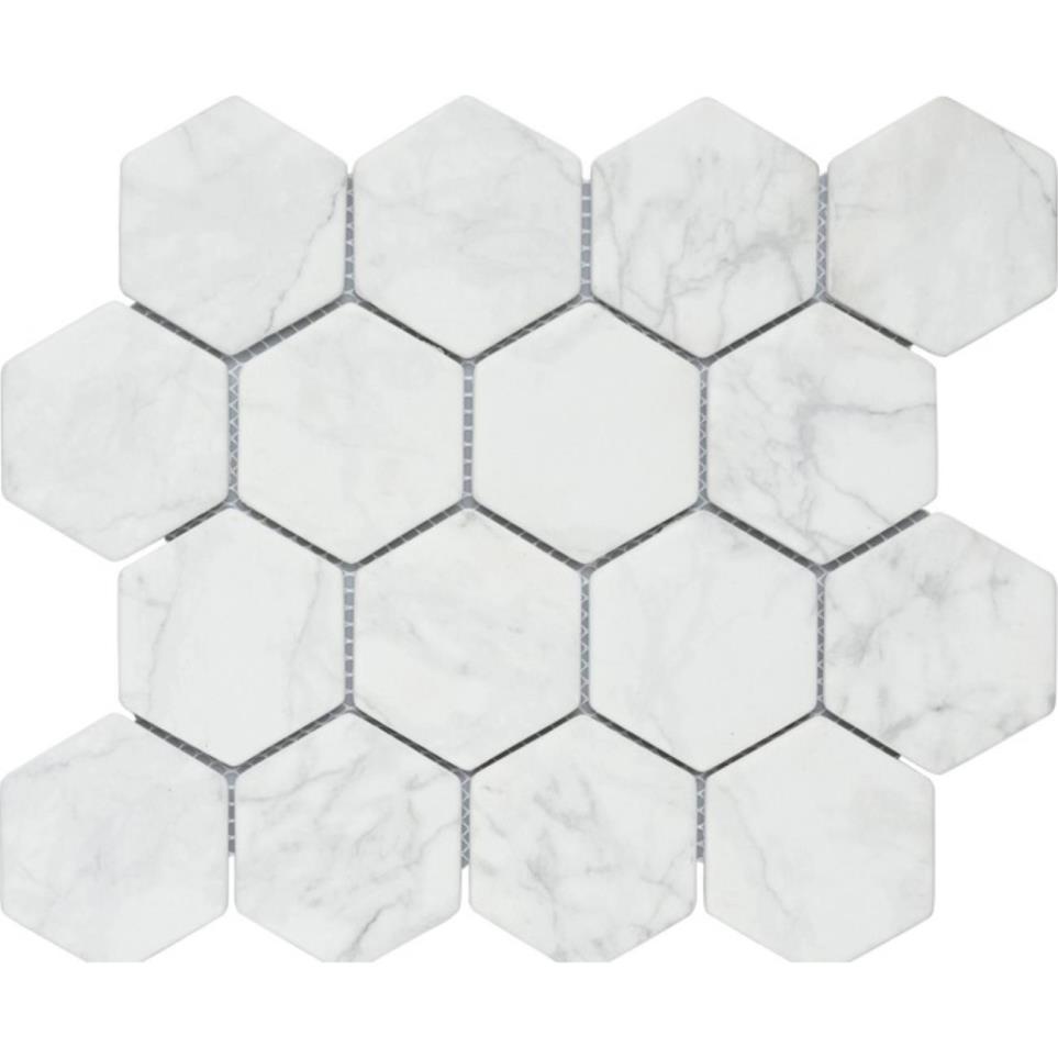 Glass Rg Carraraglasshex Gray Tile