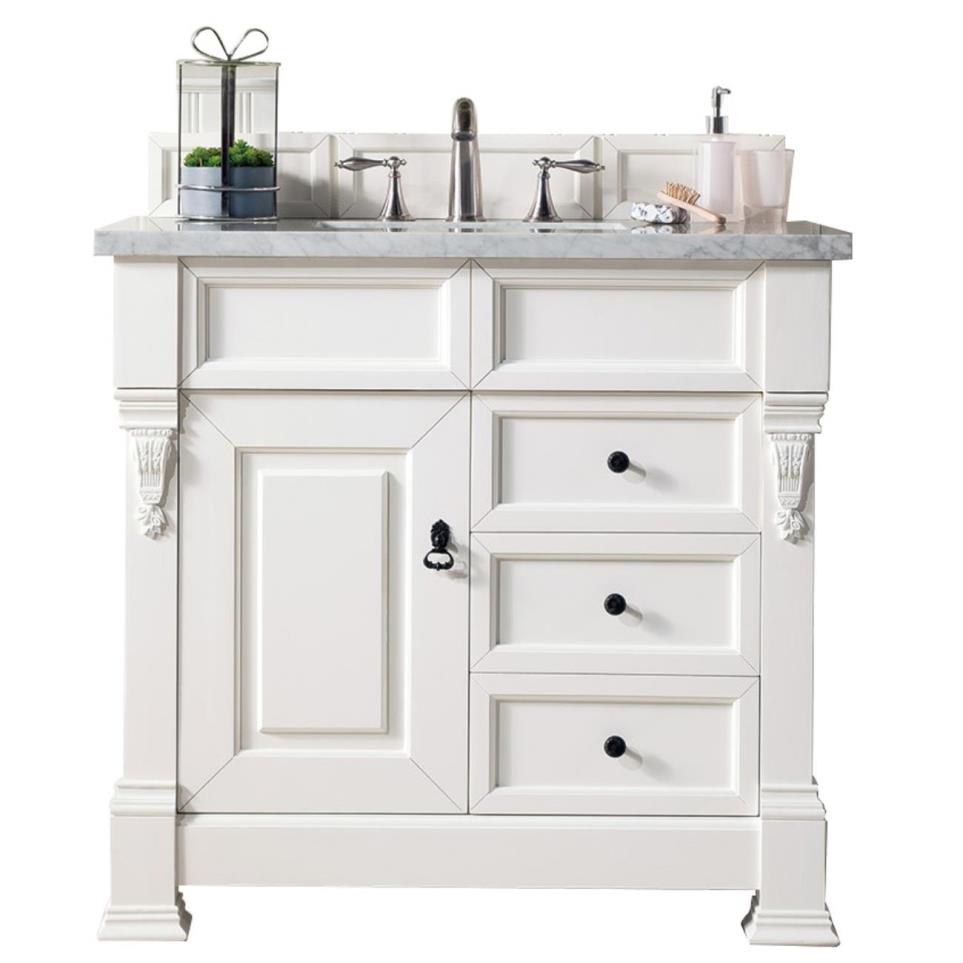 Base with Sink Top Bright White White Vanities