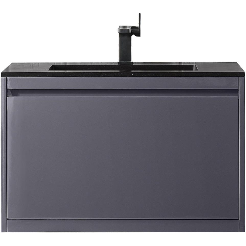 Base with Sink Top Modern Grey Glossy Grey / Black Vanities