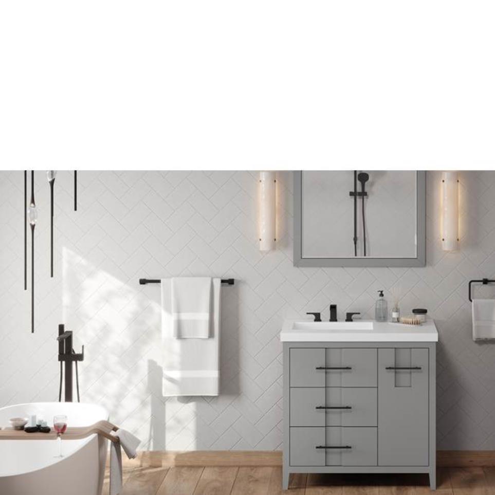 Base with Sink Top Grey Grey / Black Vanities