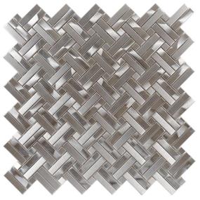 Mosaic Brushed Stainless Steel Gray Tile