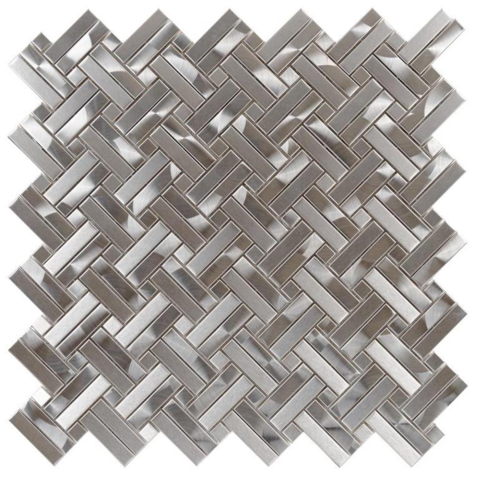 Mosaic Brushed Stainless Steel Gray Tile