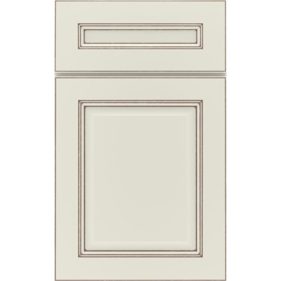 5 Piece Icy Avalanche Amaretto Creme Paint - White 5 Piece Cabinets