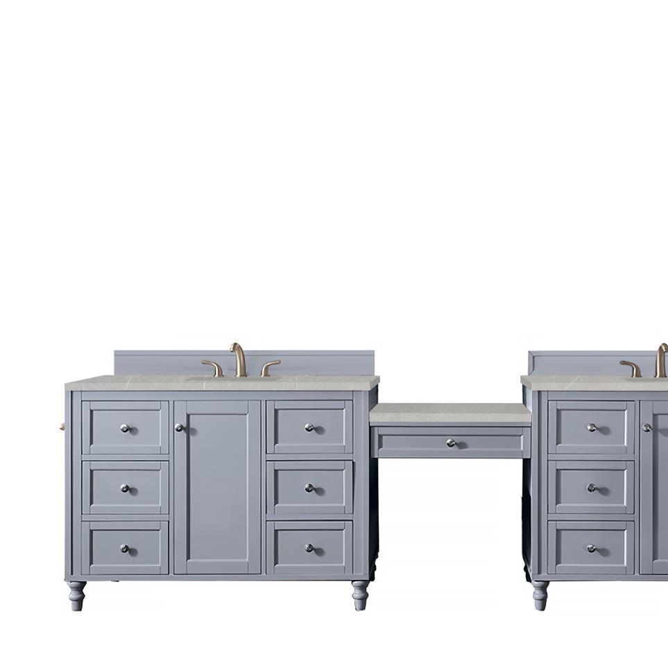 Base with Sink Top Silver Gray Grey / Black Vanities