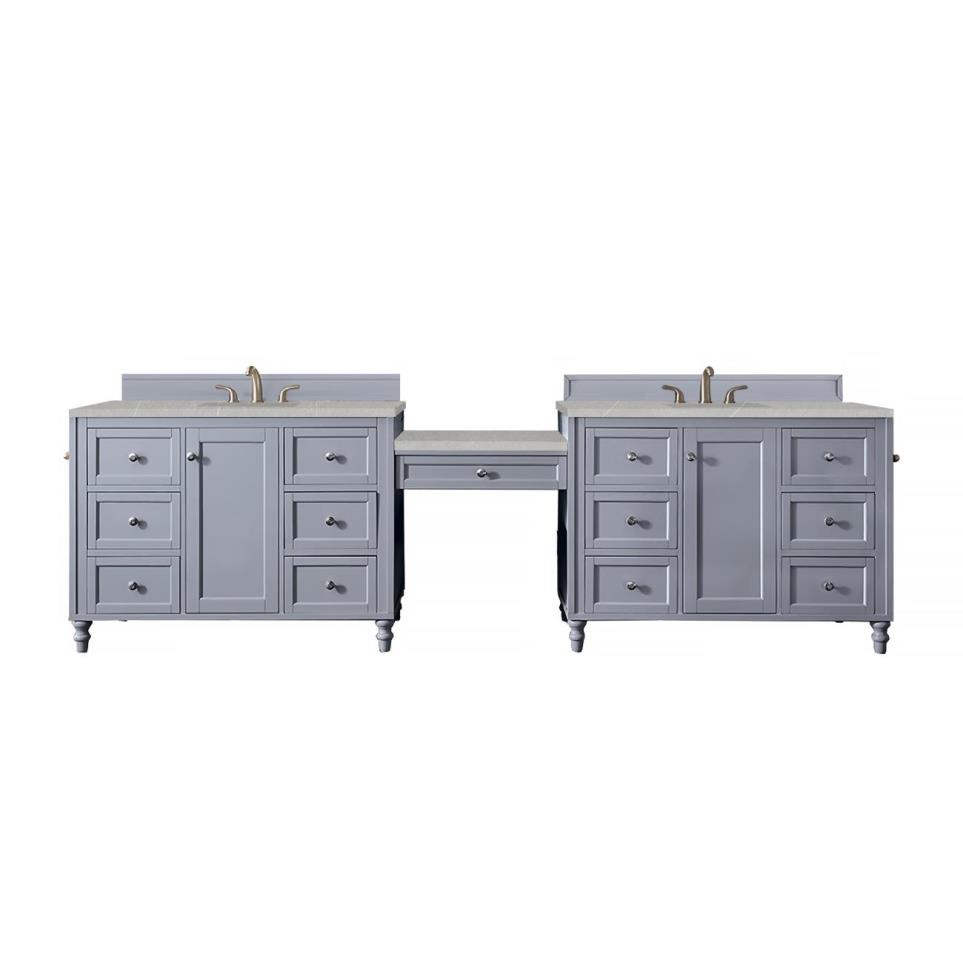 Base with Sink Top Silver Gray Grey / Black Vanities