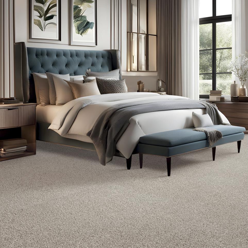 Textured Saxony Shoreline Gray Carpet