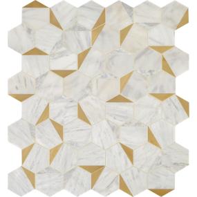 Mosaic Alluring White/Brass Honed White Tile