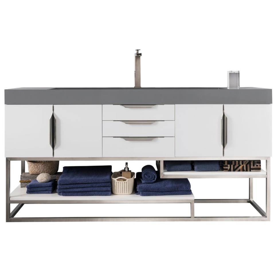 Base with Sink Top Glossy White White Vanities