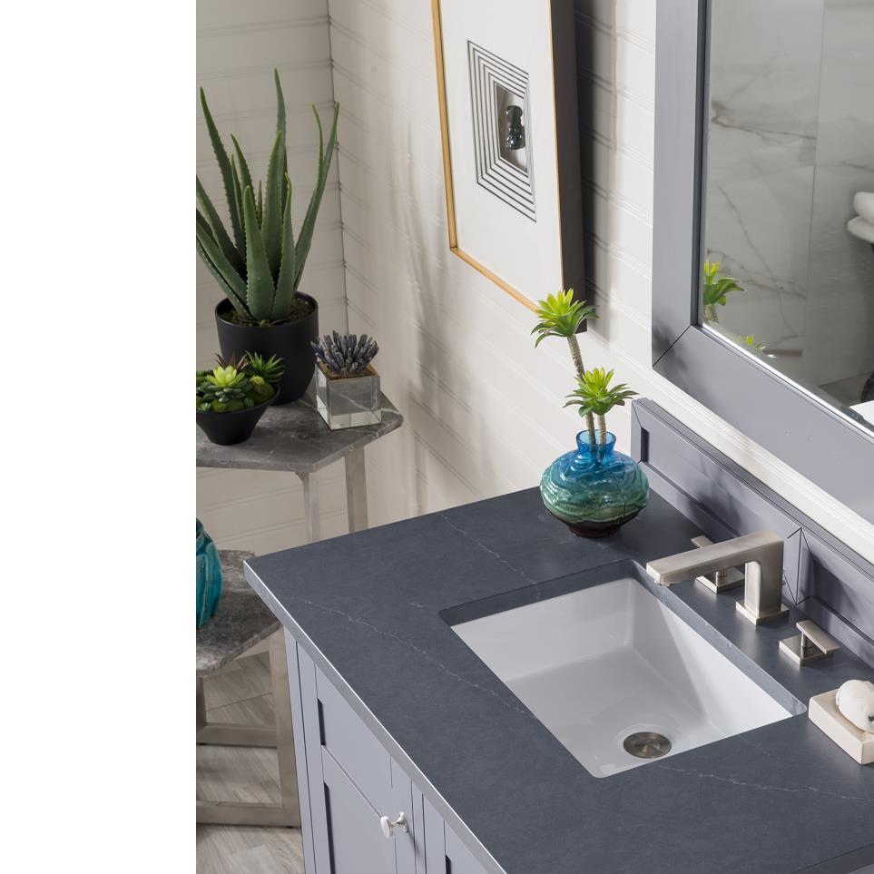 Base with Sink Top Silver Gray Grey / Black Vanities