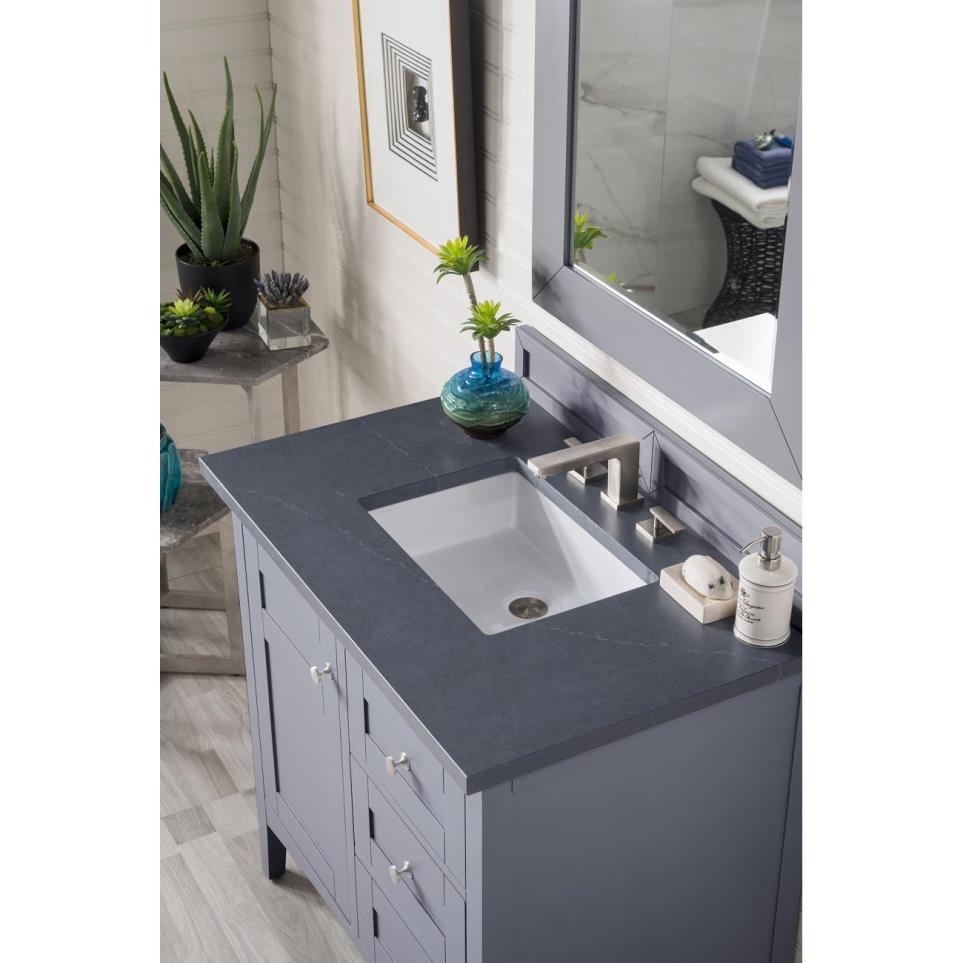 Base with Sink Top Silver Gray Grey / Black Vanities