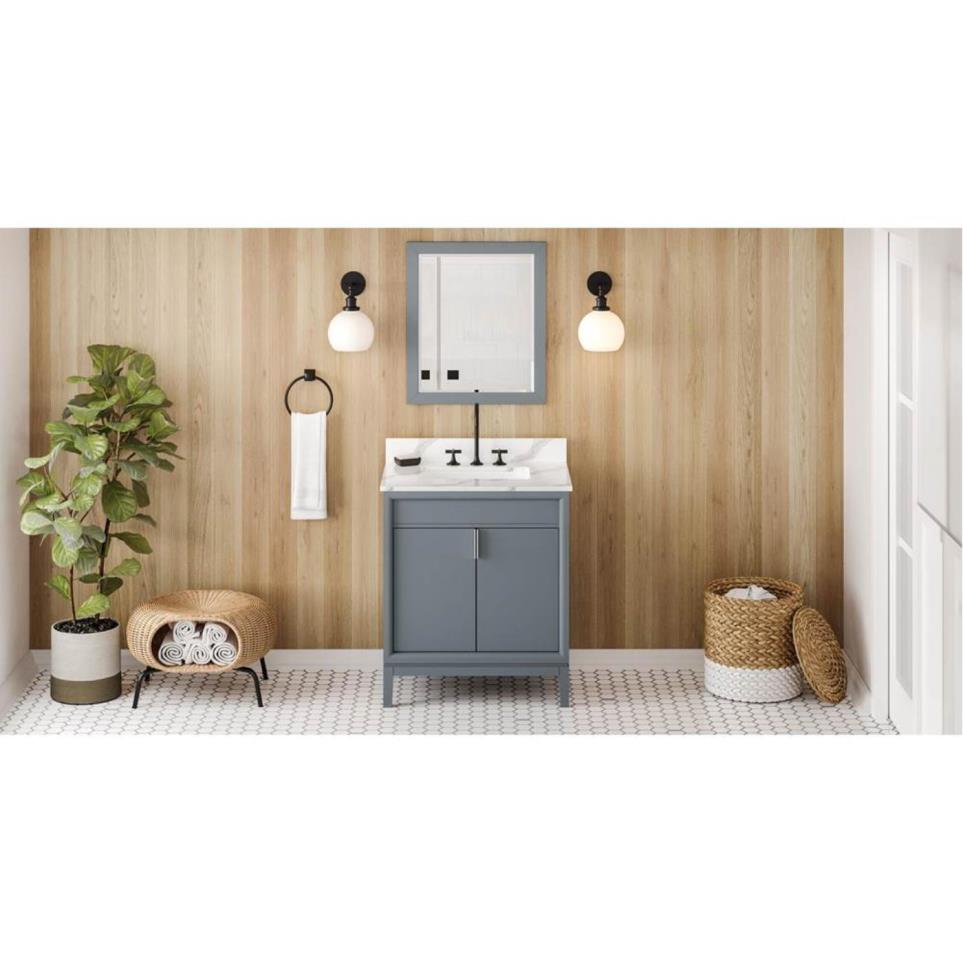 Base with Sink Top Blue Steel Grey / Black Vanities