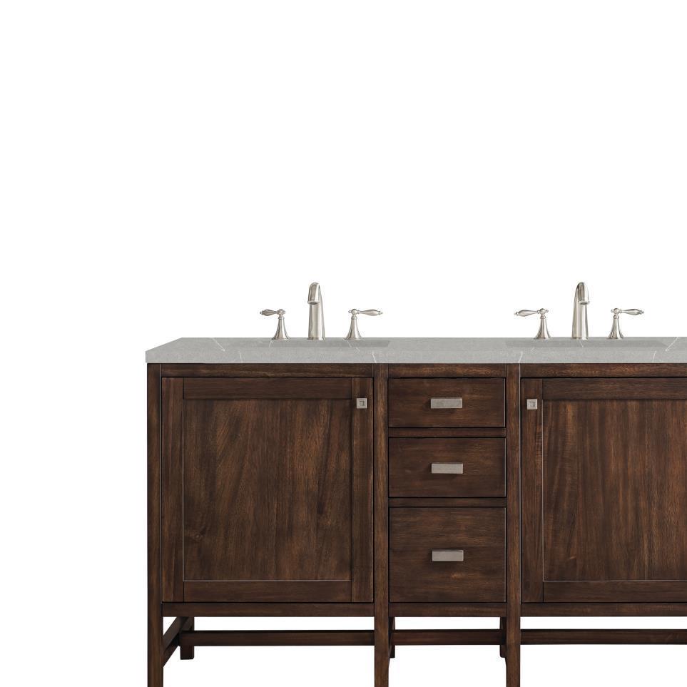 Base with Sink Top Mid Century Acacia Dark Finish Vanities