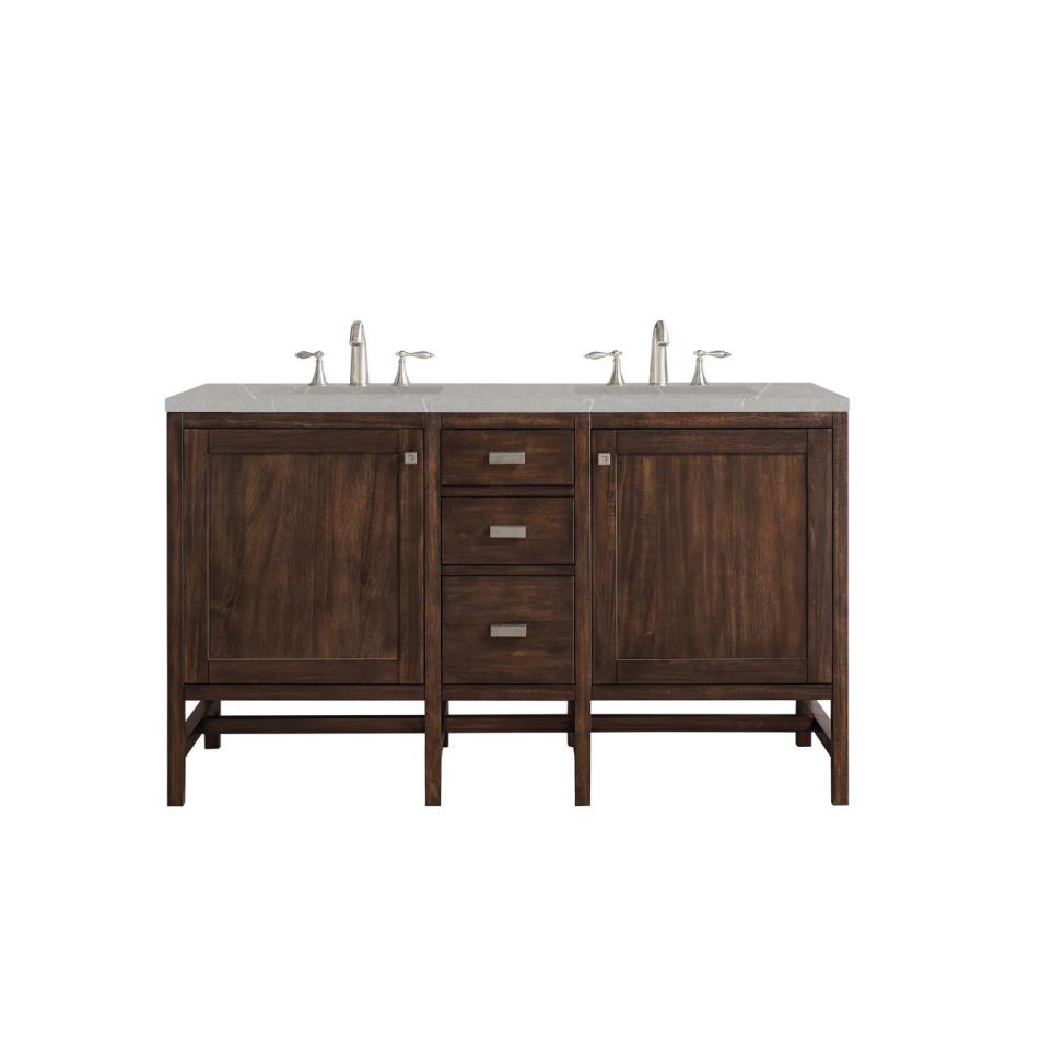 Base with Sink Top Mid Century Acacia Dark Finish Vanities