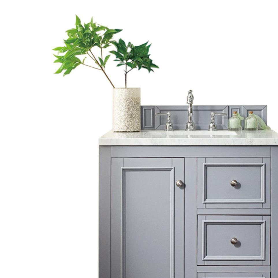 Base with Sink Top Silver Gray Grey / Black Vanities