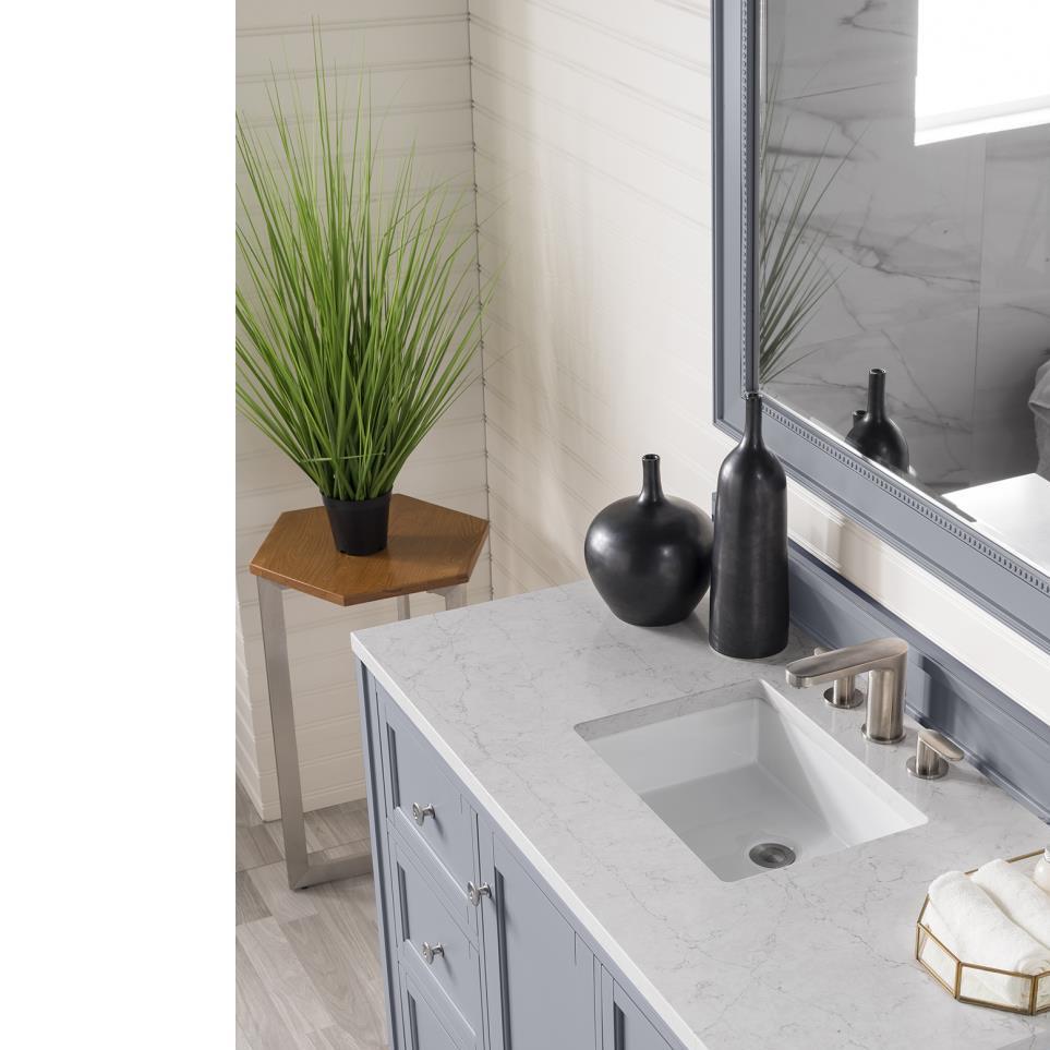 Base with Sink Top Silver Gray Grey / Black Vanities