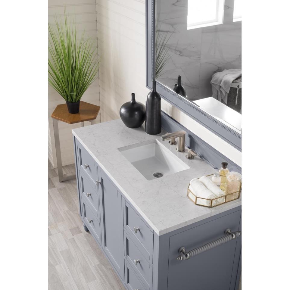 Base with Sink Top Silver Gray Grey / Black Vanities