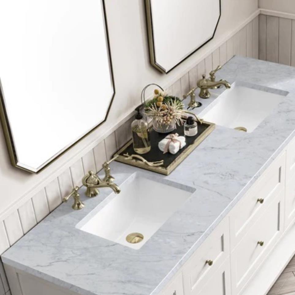 Base with Sink Top Bright White White Vanities