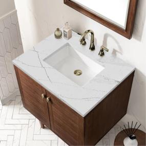 Base with Sink Top Mid-Century Walnut Dark Finish Vanities