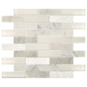 Mosaic Carrara White And Glass Blend Mix White Tile