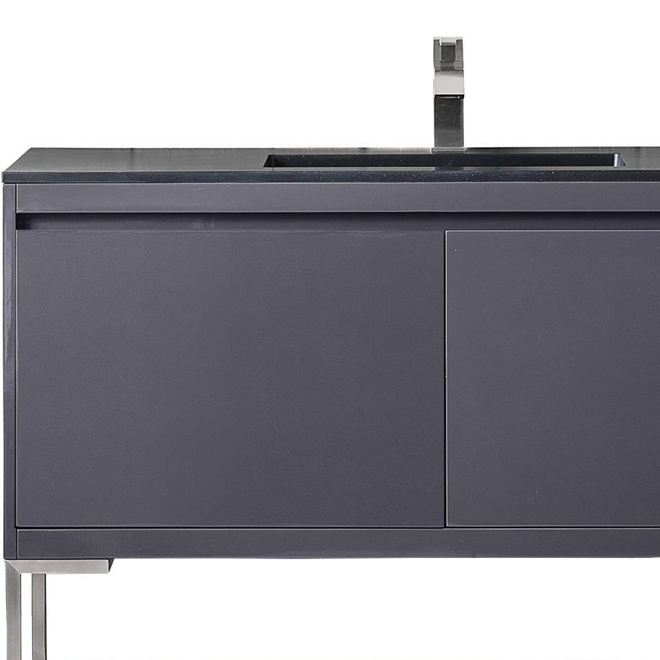 Base with Sink Top Modern Grey Glossy Grey / Black Vanities