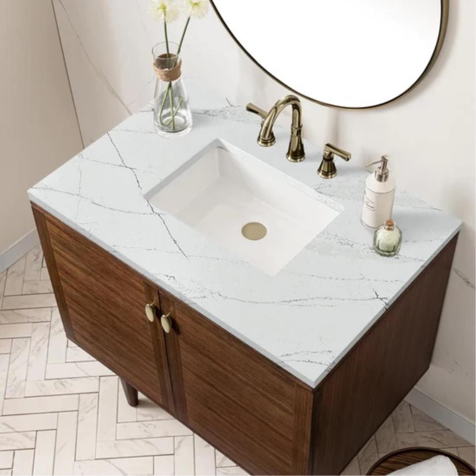 Base with Sink Top Mid-Century Walnut Dark Finish Vanities
